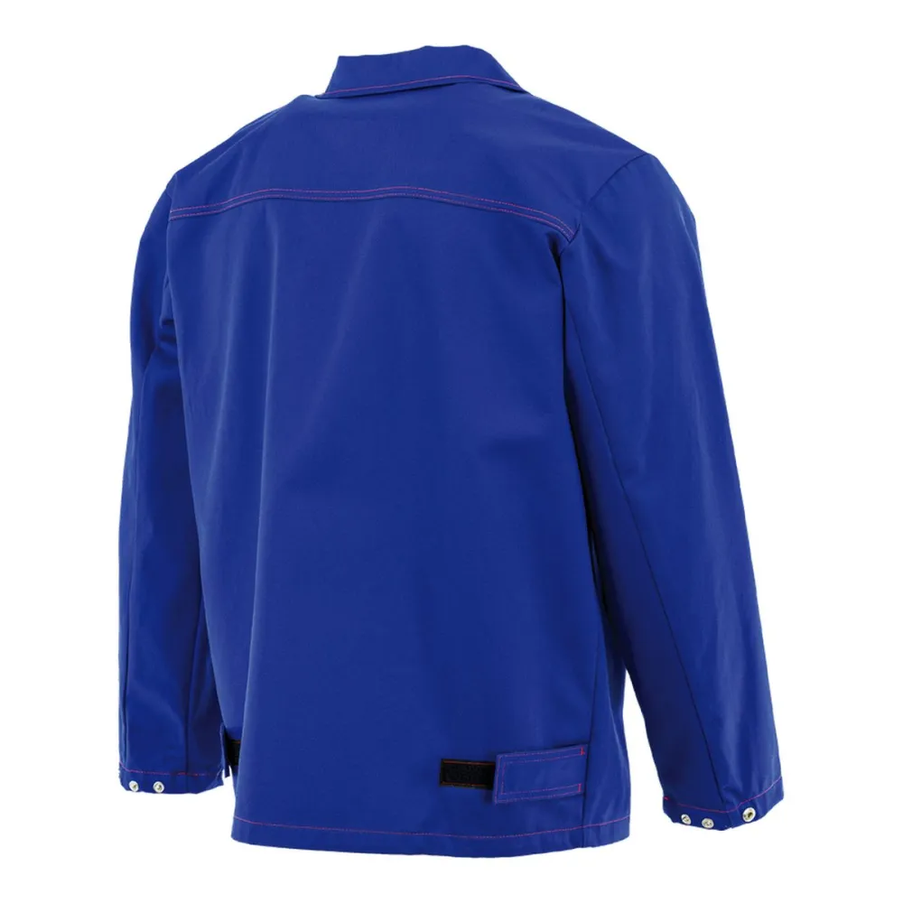 Bluza spawalnicza Spawacz EN ISO 11611 Klasa 1 — trudnopalna, 100% bawełna 380 g/m², niebieska