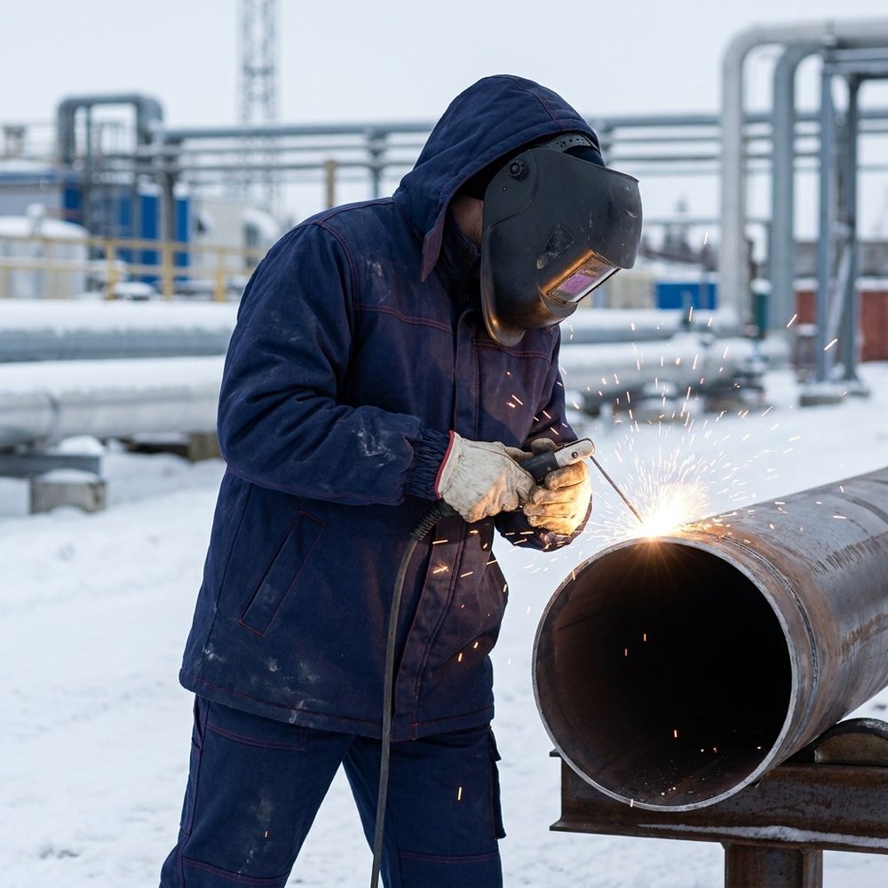 Kurtka zimowa spawalnicza antyelektrostatyczna Wulkan Winter — EN 342, EN ISO 11611, EN 1149-5, granatowa