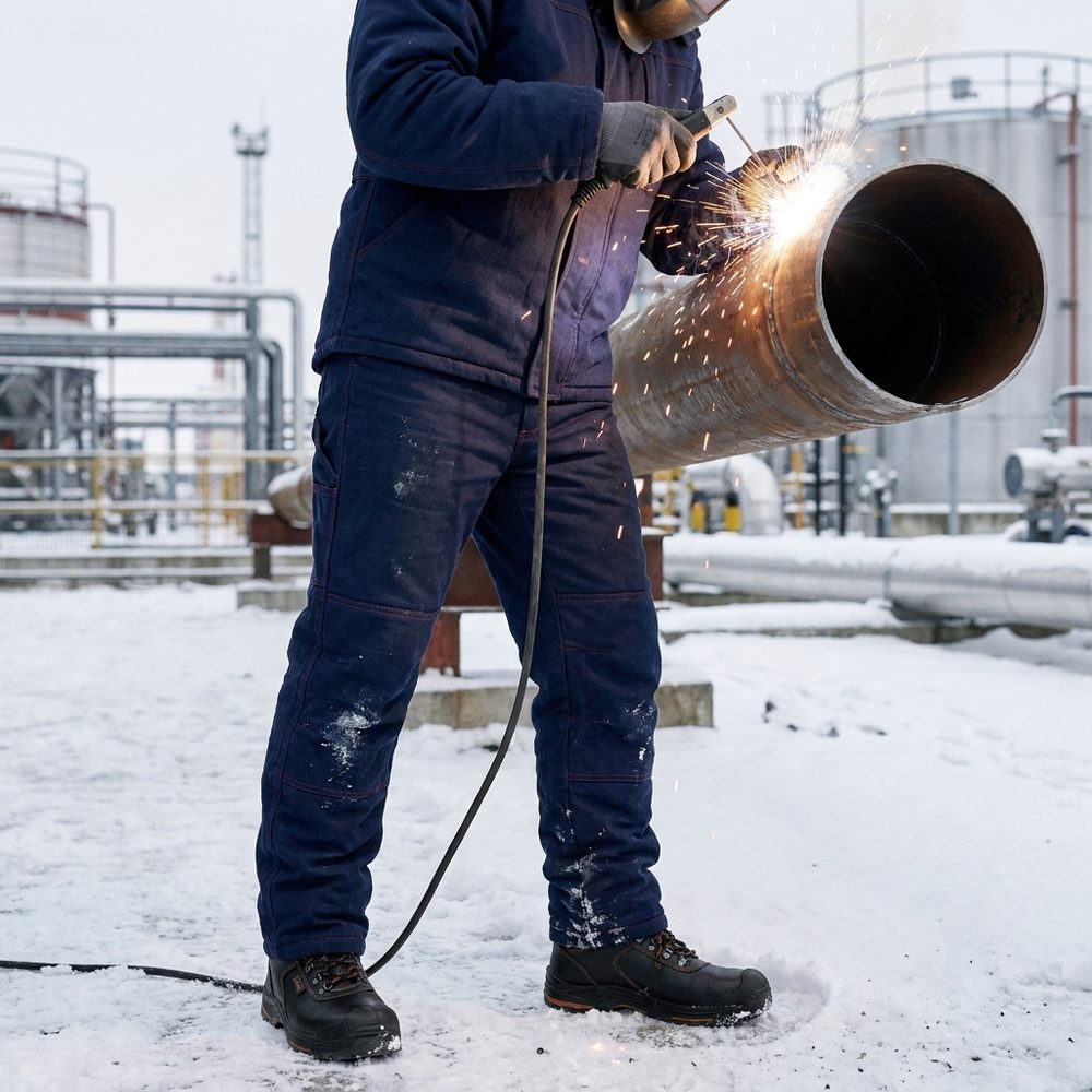 Spodnie zimowe spawalnicze antyelektrostatyczne Wulkan Winter — EN 342, EN ISO 11611, EN 1149-5, granatowe
