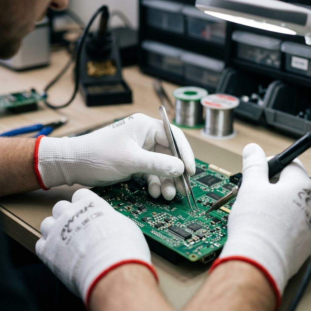 Rękawice robocze dziane bez powleczenia 4WRK ALIZE EN 388 1131X — 12 par, białe, poliester