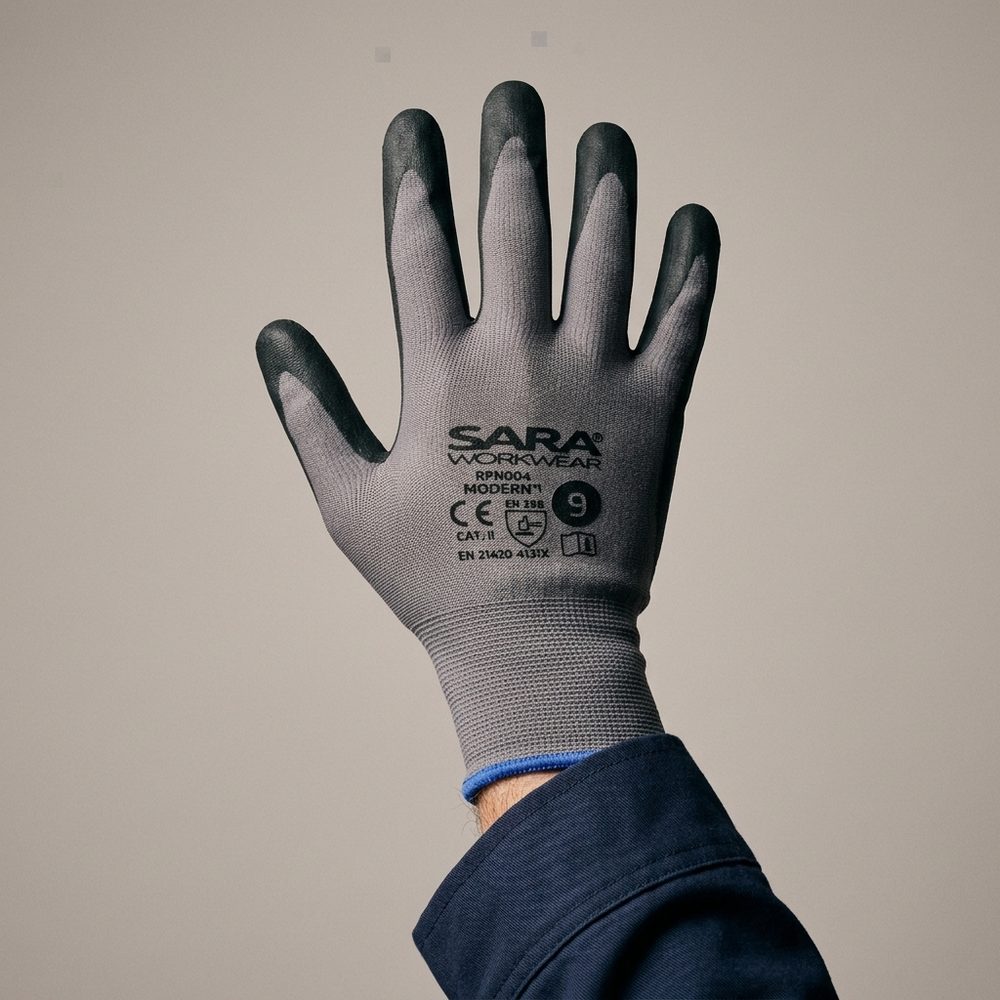Rękawice robocze powlekane nitrylem RPN004 Moderno EN 388 4131X — nylon spandex 15G, nakrapiane PCV