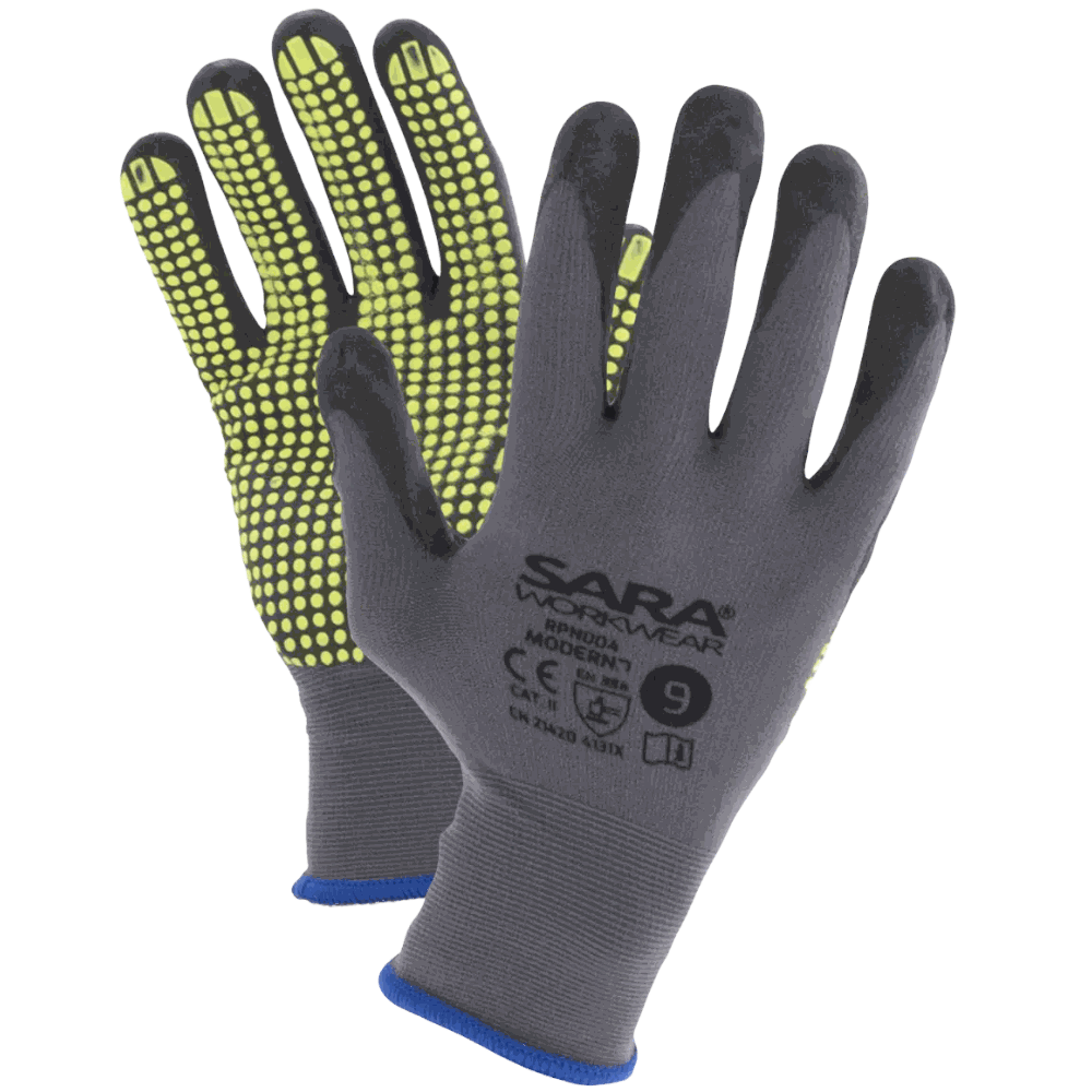 Rękawice robocze powlekane nitrylem RPN004 Moderno EN 388 4131X — nylon spandex 15G, nakrapiane PCV