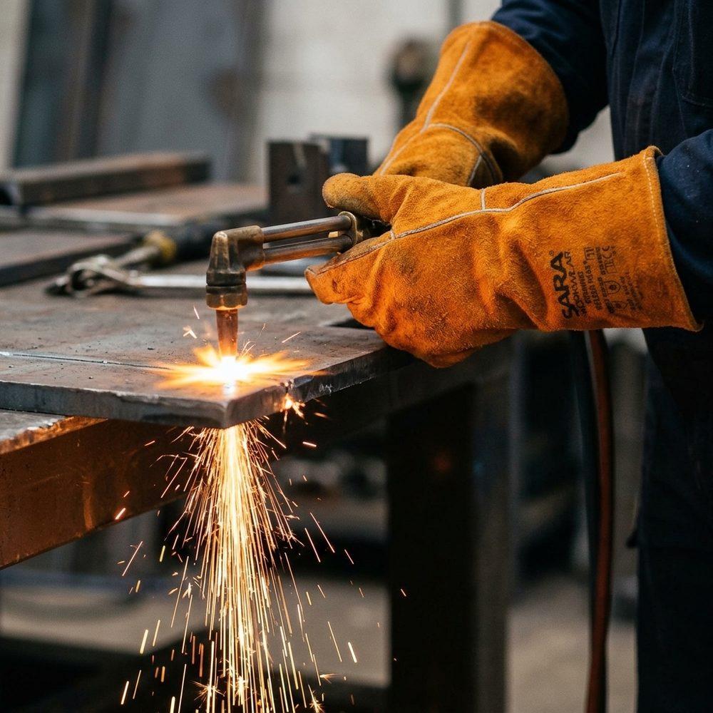 Rękawice spawalnicze skórzane RSPAW002 Welder Heavy EN ISO 11611, EN ISO 11612 — dwoina bydlęca, nici kevlarowe