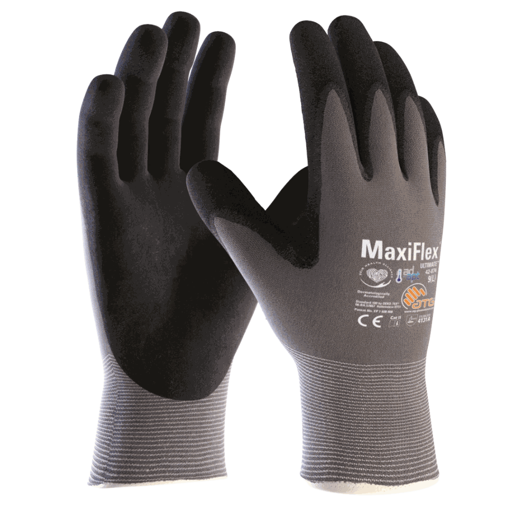Rękawice powlekane chłodzące ATG MaxiFlex Ultimate with AD-APT 42-874 — oddychalność 360°, Oeko-Tex