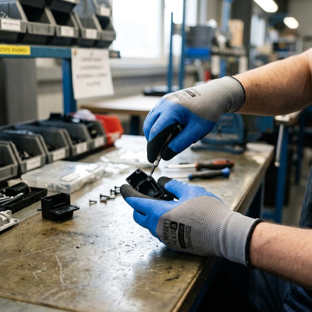 Rękawice robocze powlekane lateksem 3/4 X-Target — 12 par, spieniony lateks na palcach, CE kat. I