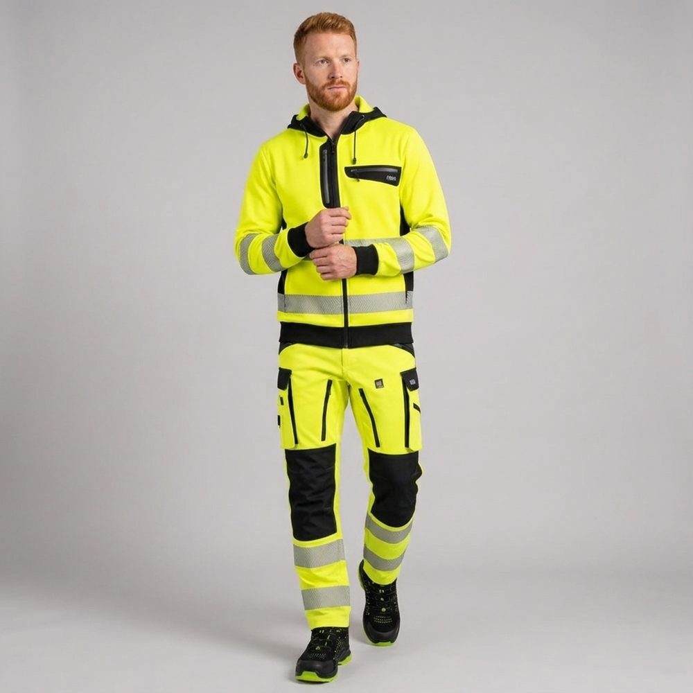 Ubranie robocze odblaskowe EN ISO 20471 Klasa 2 — komplet bluza z kapturem + spodnie Drogowiec Comfort
